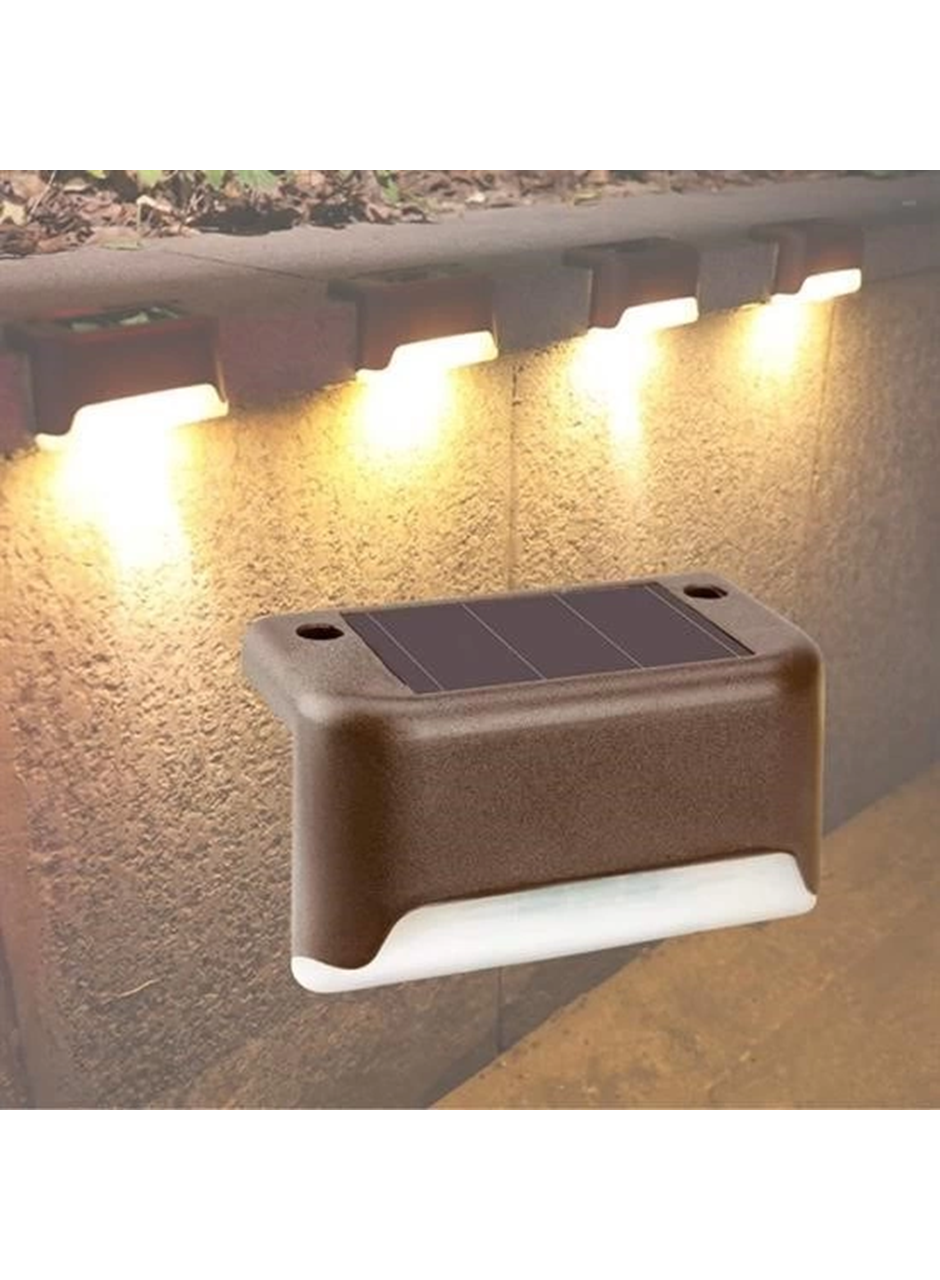 Solar Güneş Enerjili Şarj Edilen Köşebent Merdiven Veranda Bahçe Yolu Led Lamba Işık 4 Adet (