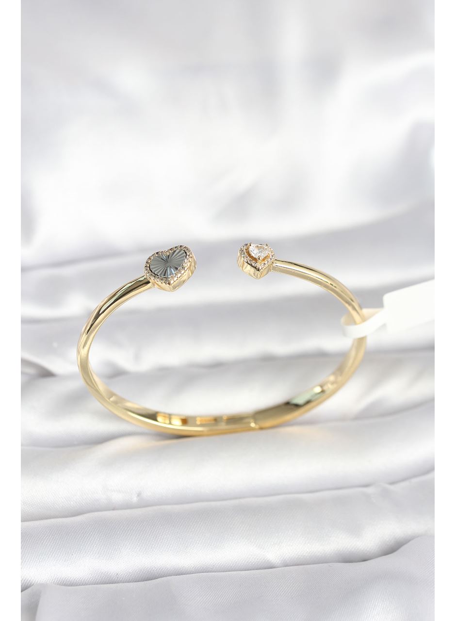 Pirinç Gold Renk Kalpli Model Kadın Kelepçe Bileklik