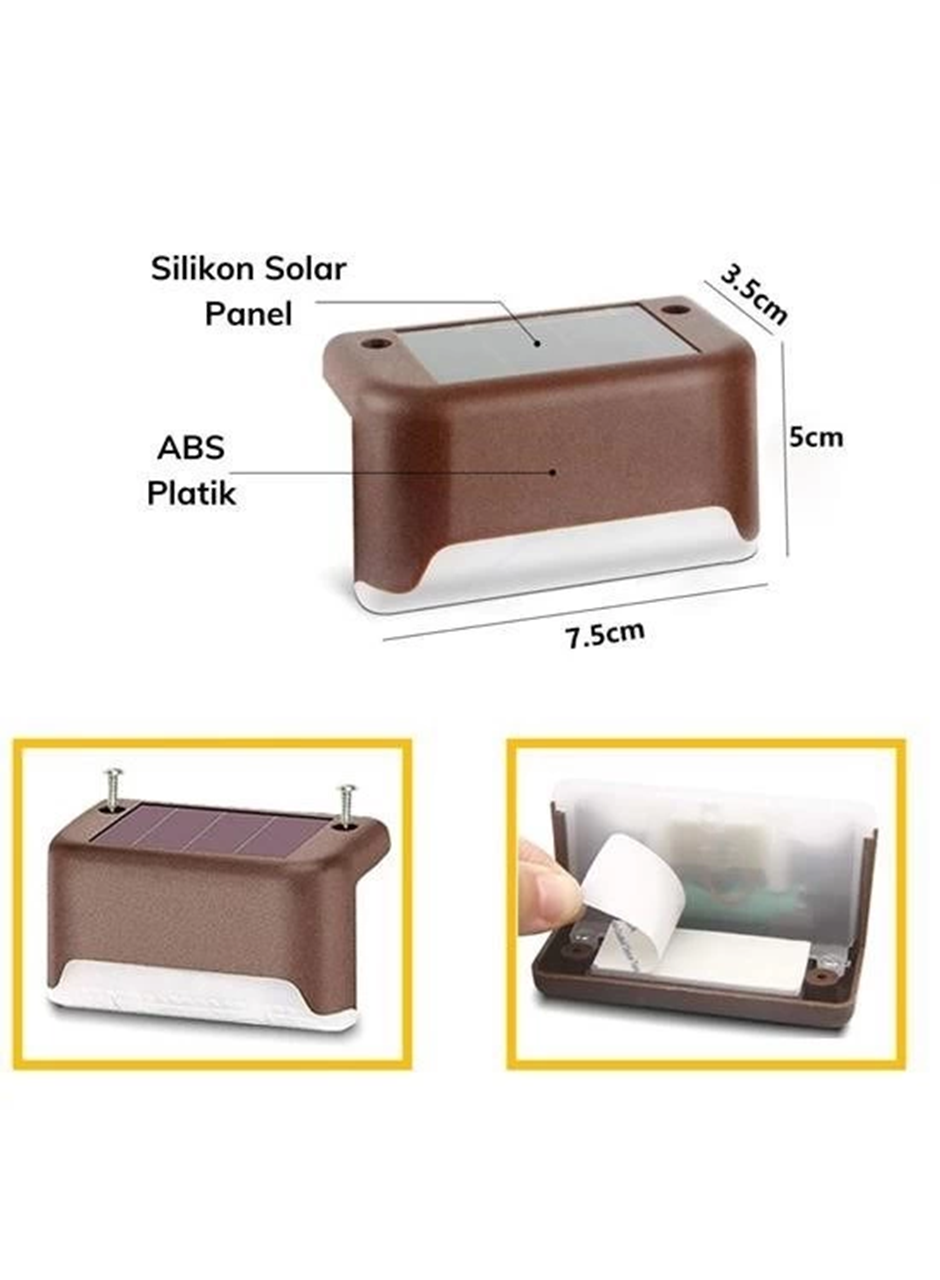 Solar Güneş Enerjili Şarj Edilen Köşebent Merdiven Veranda Bahçe Yolu Led Lamba Işık 4 Adet (