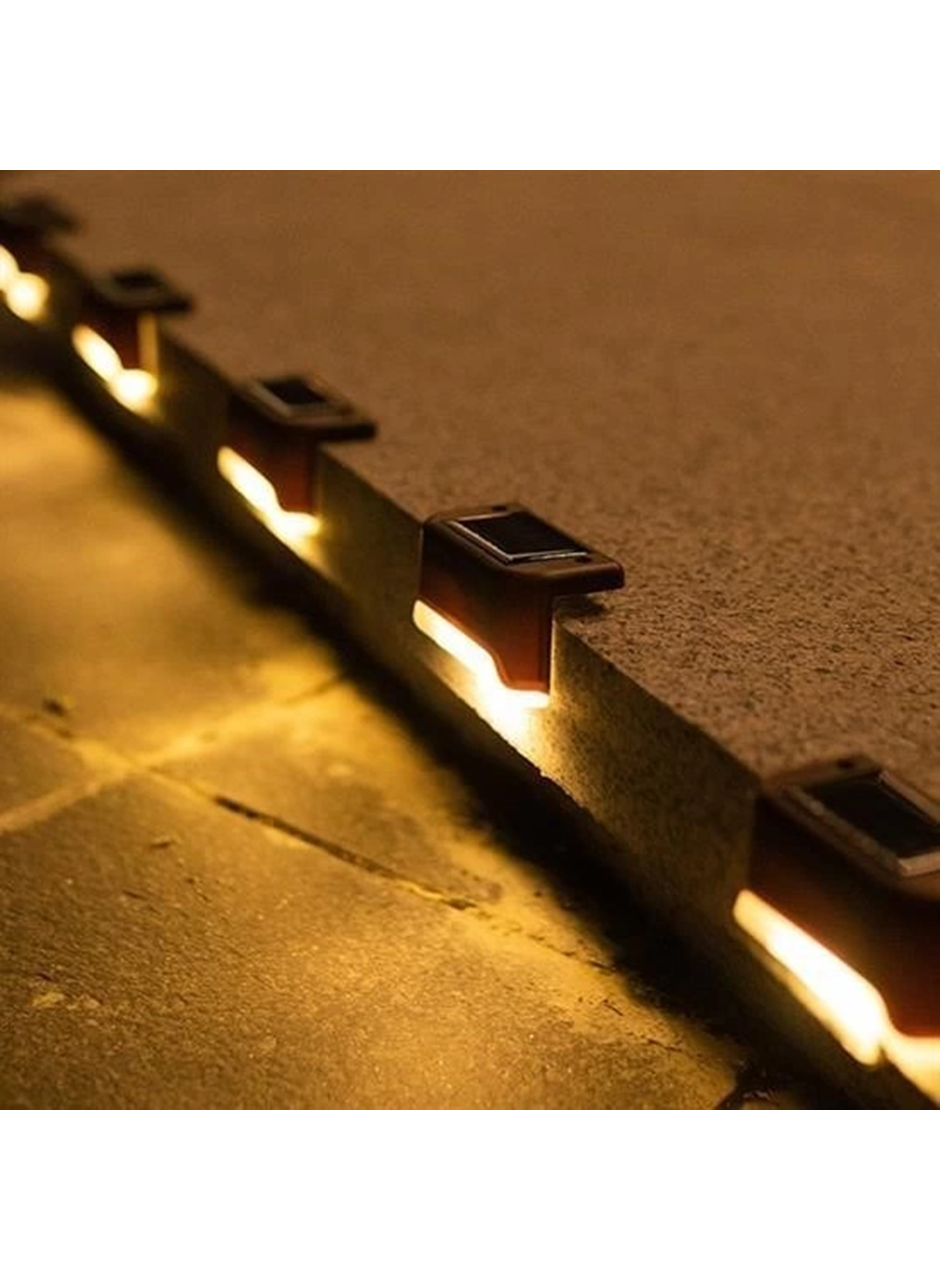 Solar Güneş Enerjili Şarj Edilen Köşebent Merdiven Veranda Bahçe Yolu Led Lamba Işık 4 Adet (
