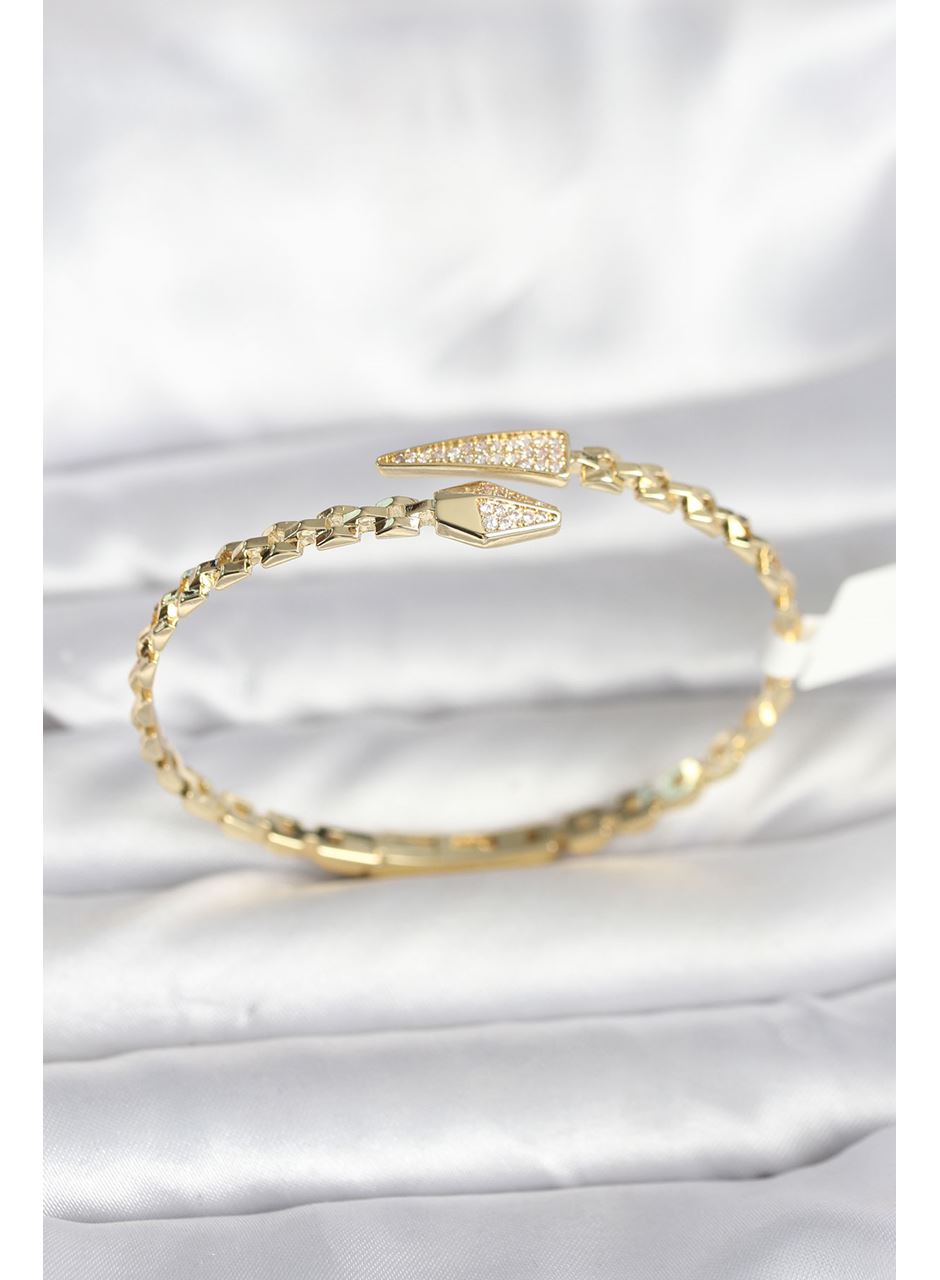 Yılan Model Pirinç Gold Renk Kadın Kelepçe Bileklik