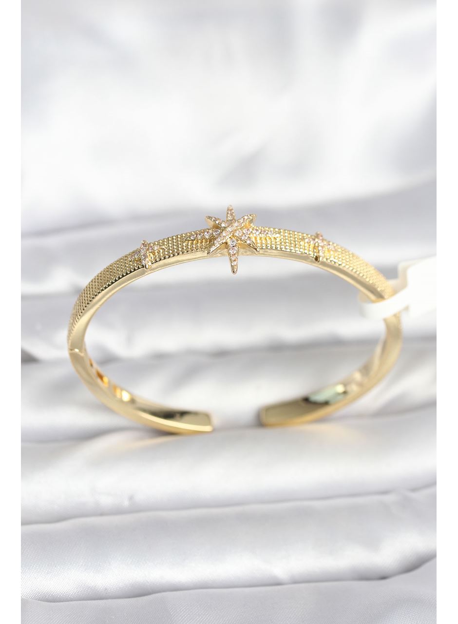 Pirinç Gold Renk Kutup Yıldızı Model Kadın Kelepçe Bileklik