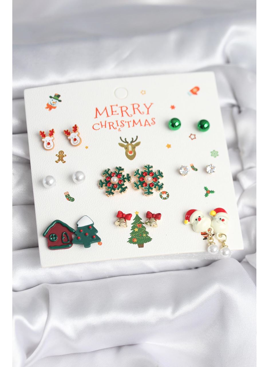 Yılbaşı Temalı 8 Çift Küpe Seti