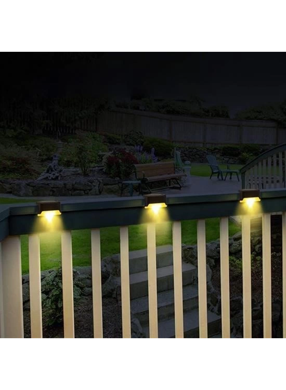Solar Güneş Enerjili Şarj Edilen Köşebent Merdiven Veranda Bahçe Yolu Led Lamba Işık 4 Adet (