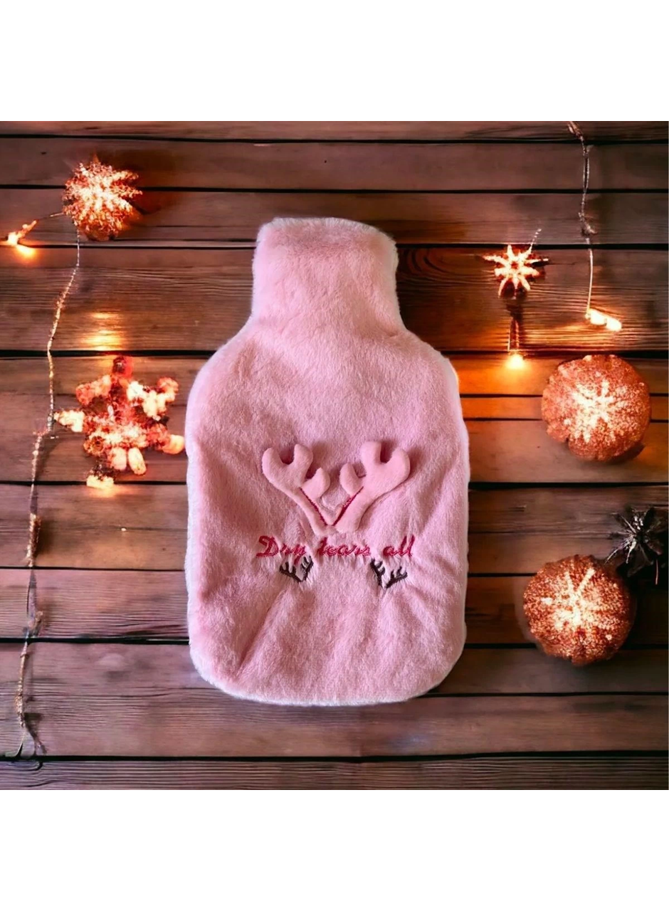 2 Litrelik Geyikli Model Peluş Kılıflı Sıcak Su Torbası (