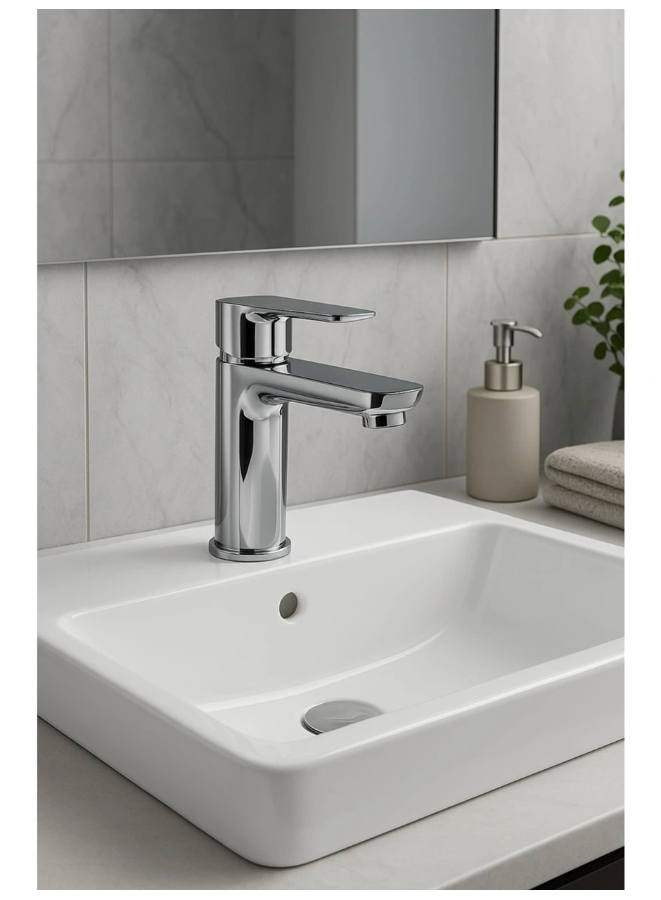 Lüks Sabit Lavabo Bataryası Tek Kollu Musluk – Su Tasarruflu Banyo & Mutfak Uyumlu (