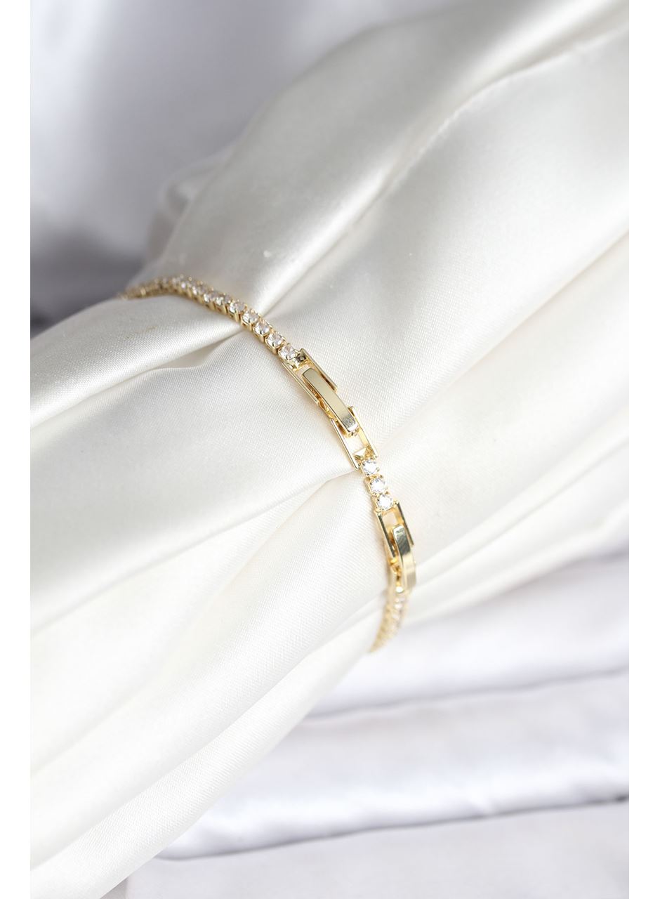 Kelebek Model Zirkon Taşlı Gold Renk Pirinç Su Yolu Kadın Bileklik