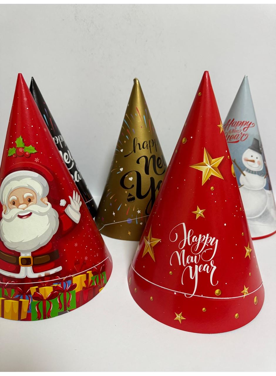 Yılbaşı Şapkası Temalı Lüx Karton 5 li