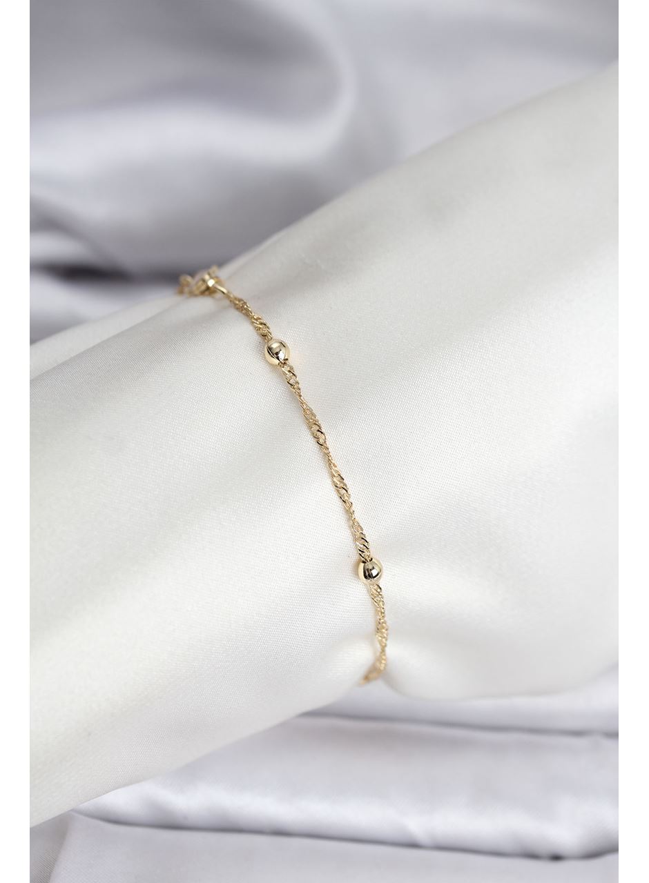 14K Gold Renk Kaplama Topçuklu Model CM Kadın Bileklik