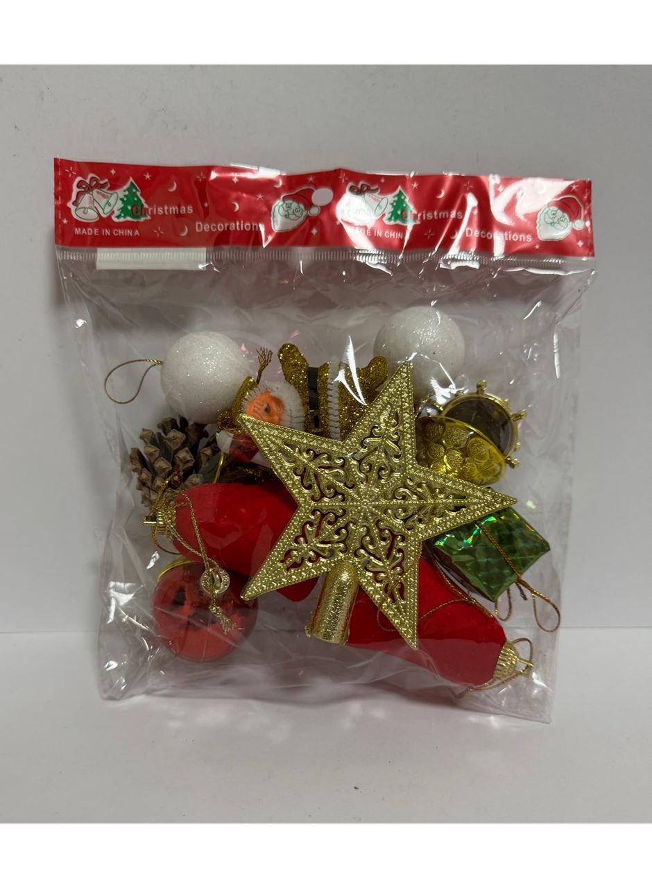 Yılbaşı Süsleri 15 Lı Set Yılbaşı Ağacı Süsü Paket 14X16 cm