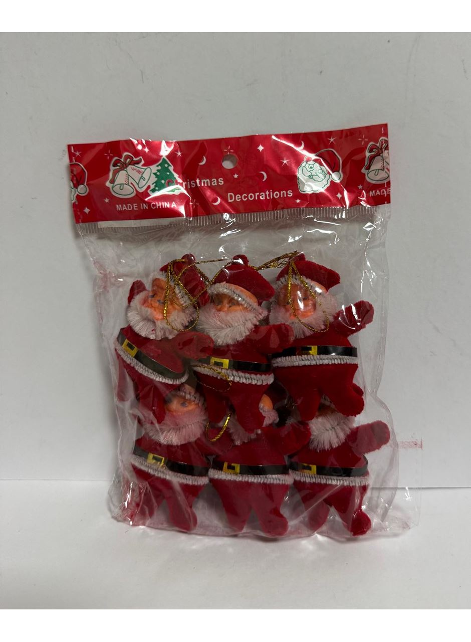 Yılbaşı Süsleri Noel Baba 6 Lı Buyuk 6 cm Kırmızı
