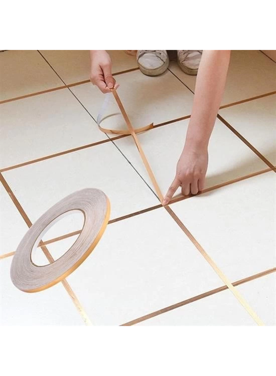 50 Metre Fayans Arası Şerit Dekoratif Yapışkan Renkli Dekor Su Geçirmez Sızdırmaz Altın Bant (