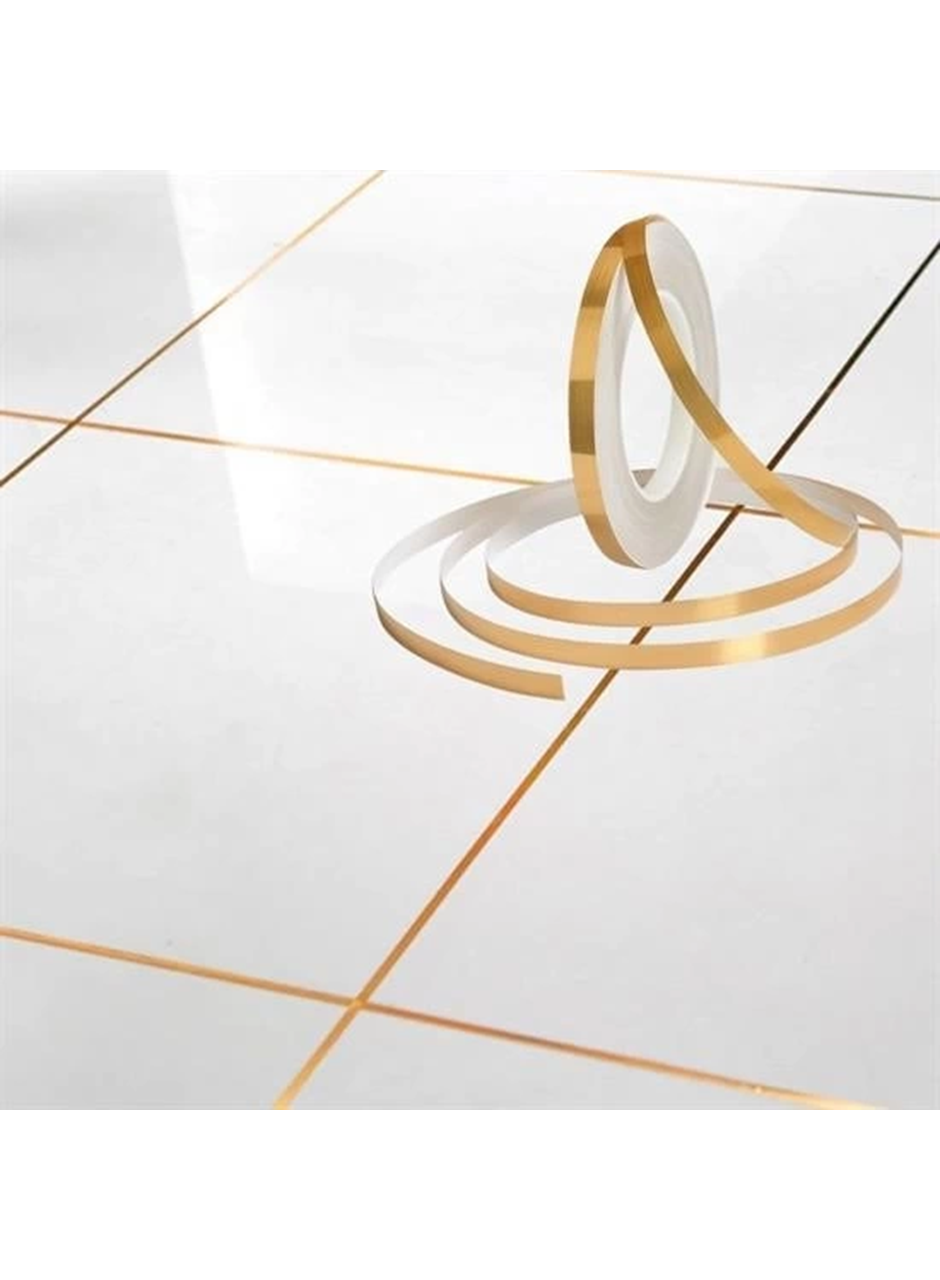 50 Metre Fayans Arası Şerit Dekoratif Yapışkan Renkli Dekor Su Geçirmez Sızdırmaz Altın Bant (