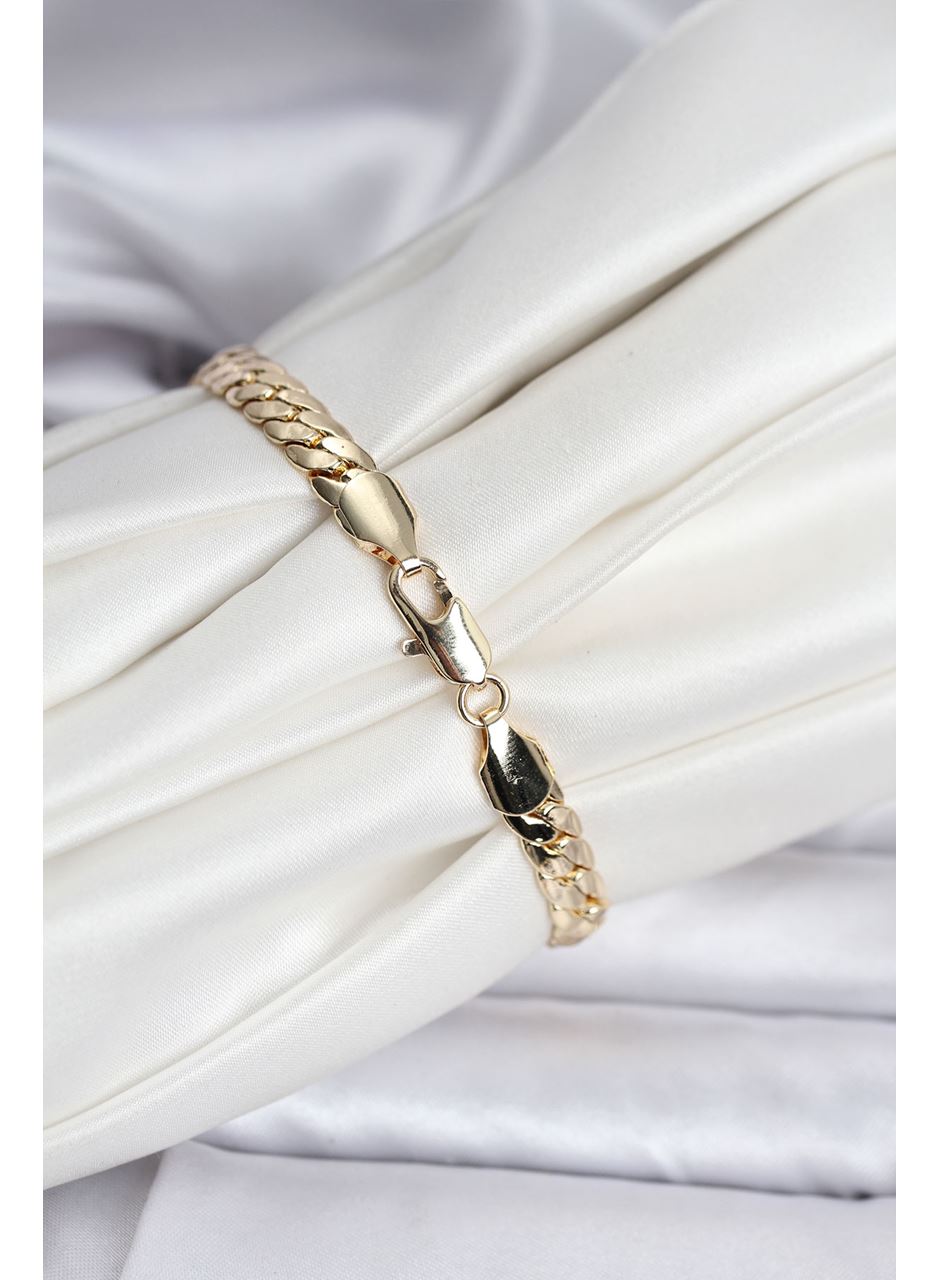 14K Gold Renk Kaplama Ezme Zincir Model Kadın Bileklik