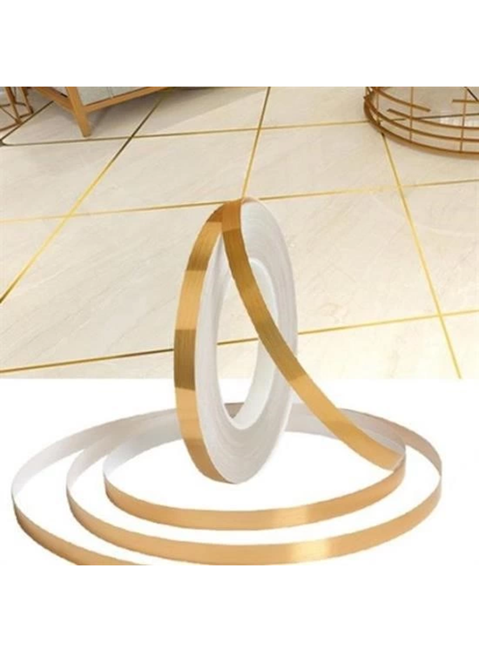 50 Metre Fayans Arası Şerit Dekoratif Yapışkan Renkli Dekor Su Geçirmez Sızdırmaz Altın Bant (