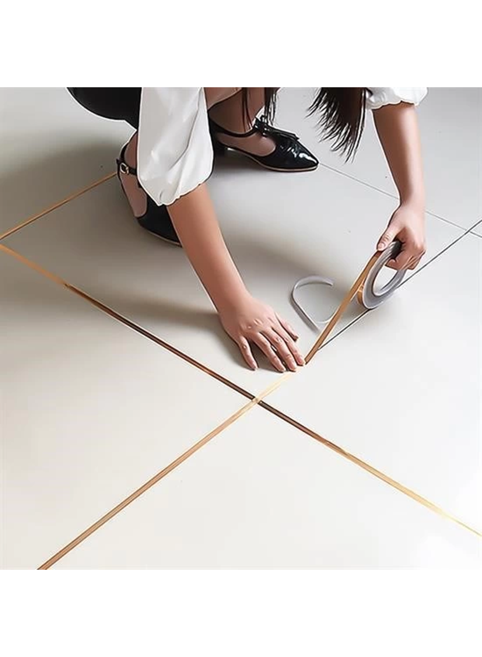 50 Metre Fayans Arası Şerit Dekoratif Yapışkan Renkli Dekor Su Geçirmez Sızdırmaz Altın Bant (