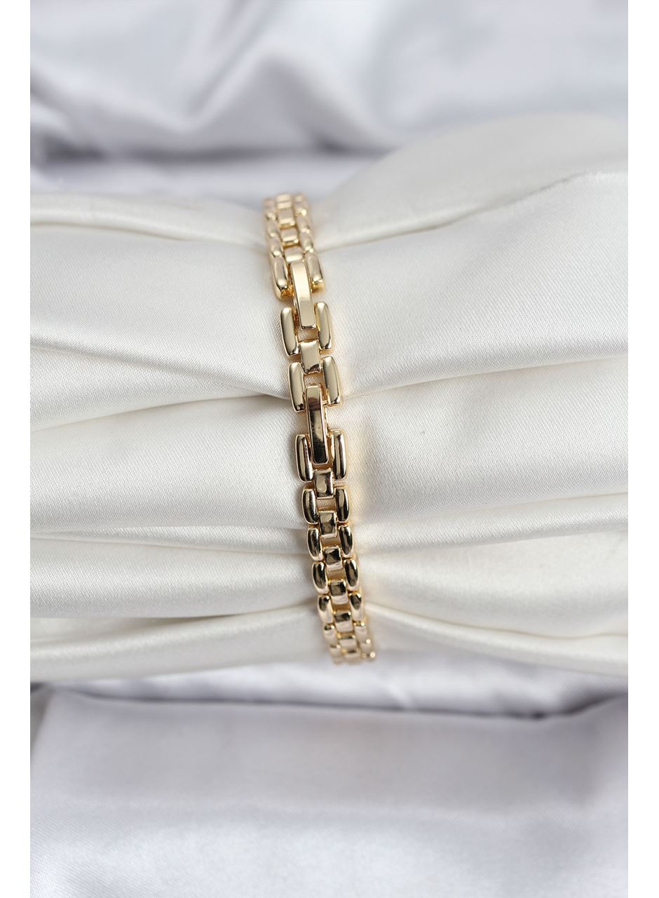 14K Gold Renk Kaplama Zirkon Kare Taşlı CM Kadın Bileklik