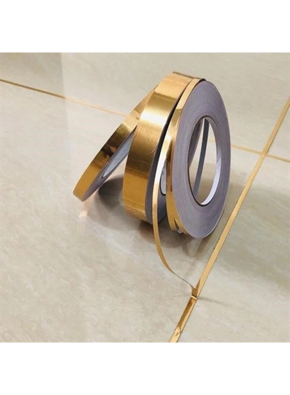 50 Metre Fayans Arası Şerit Dekoratif Yapışkan Renkli Dekor Su Geçirmez Sızdırmaz Altın Bant (