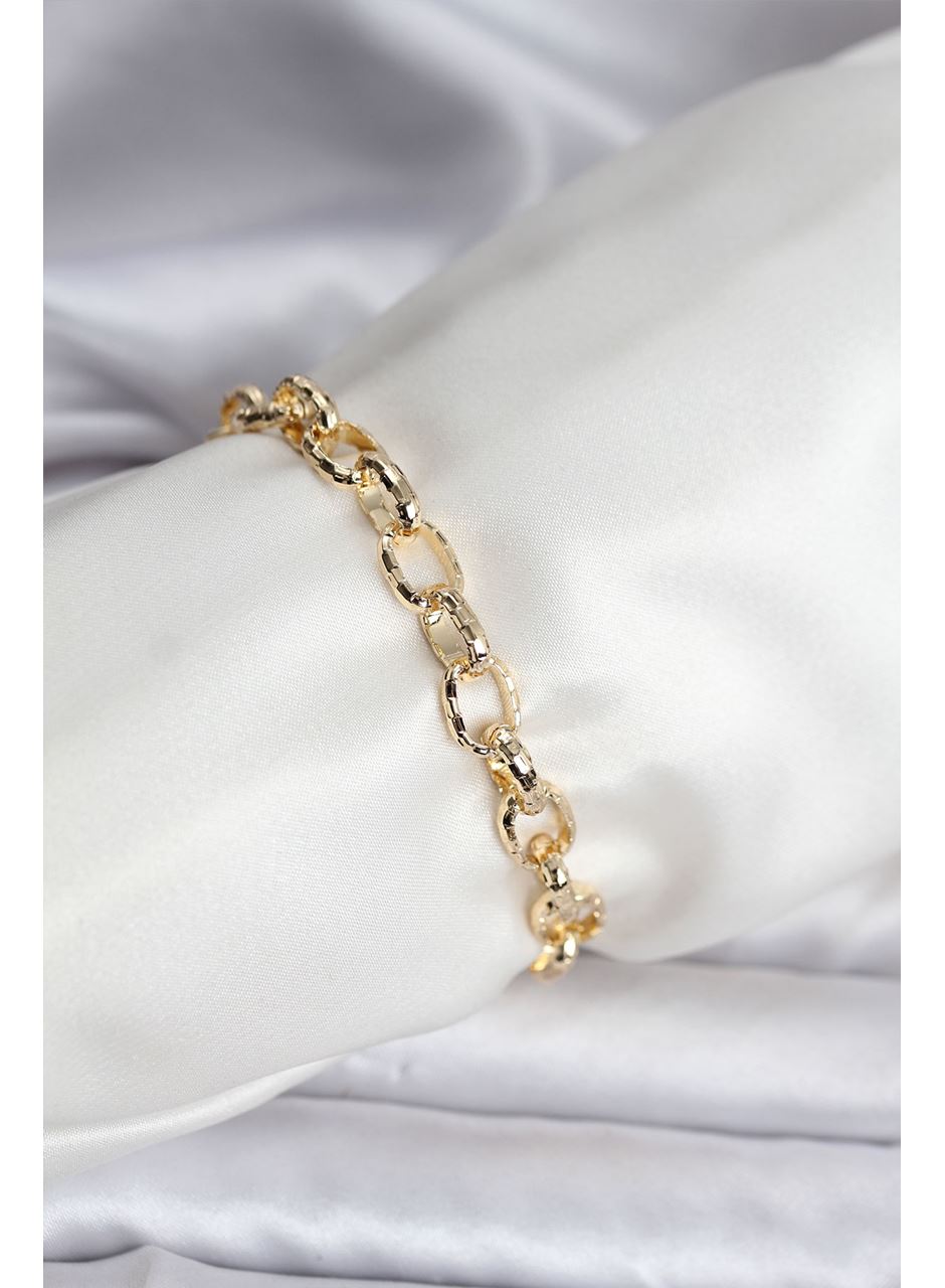 14K Gold Renk Kaplama Lazerli Zincir Model CM Kadın Bileklik