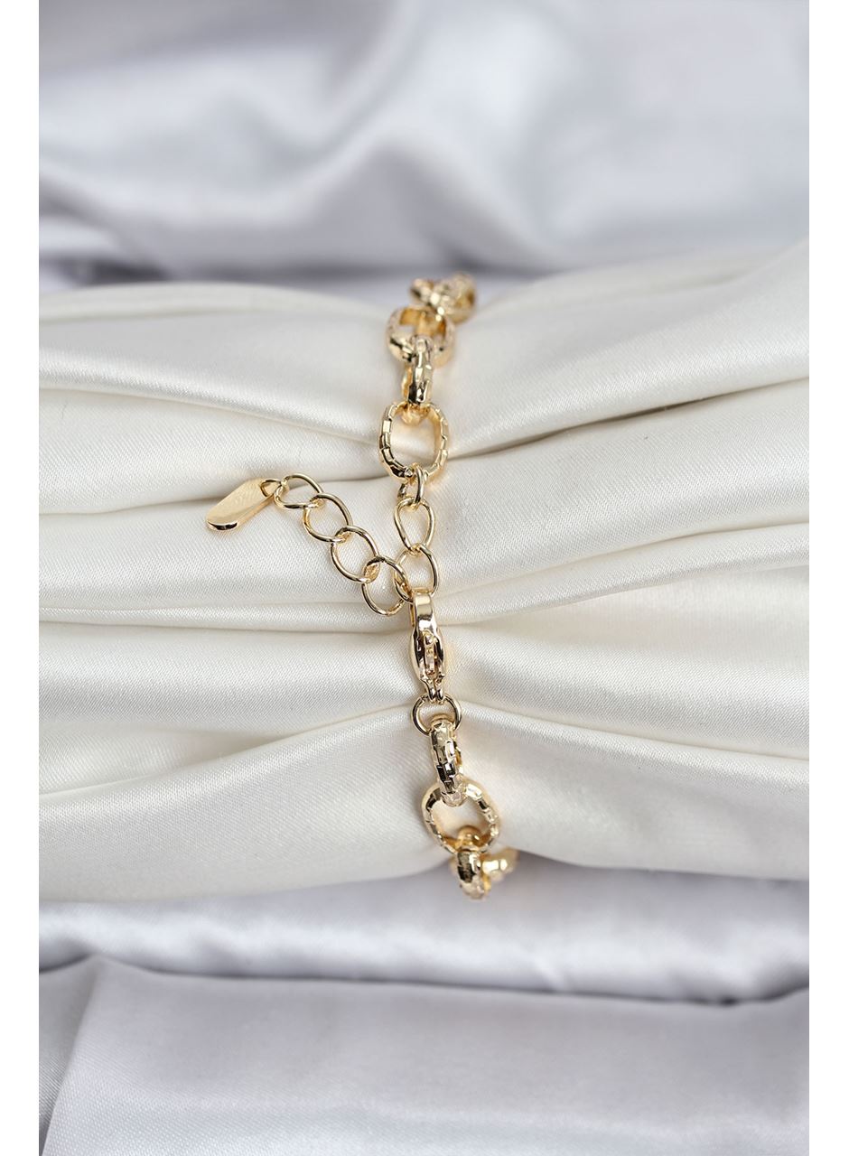 14K Gold Renk Kaplama Lazerli Zincir Model CM Kadın Bileklik