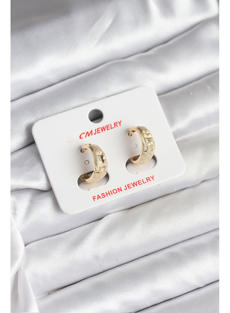 14K Gold Renk Kaplama Lazer Halka CM Kadın Küpe