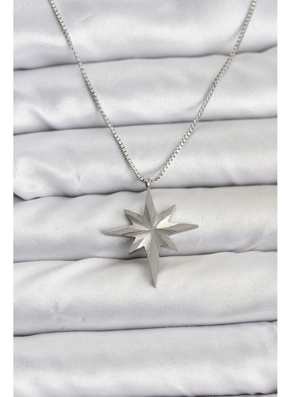 316L Çelik Zincir Gümüş Renk Kutup Yıldızı Model 60 cm Zincir Kadın Kolye