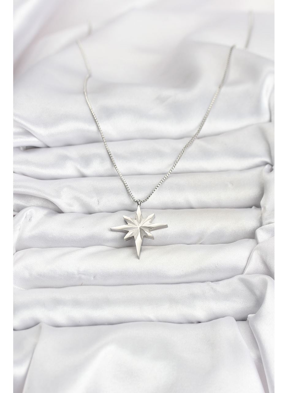 316L Çelik Zincir Gümüş Renk Kutup Yıldızı Model 60 cm Zincir Kadın Kolye