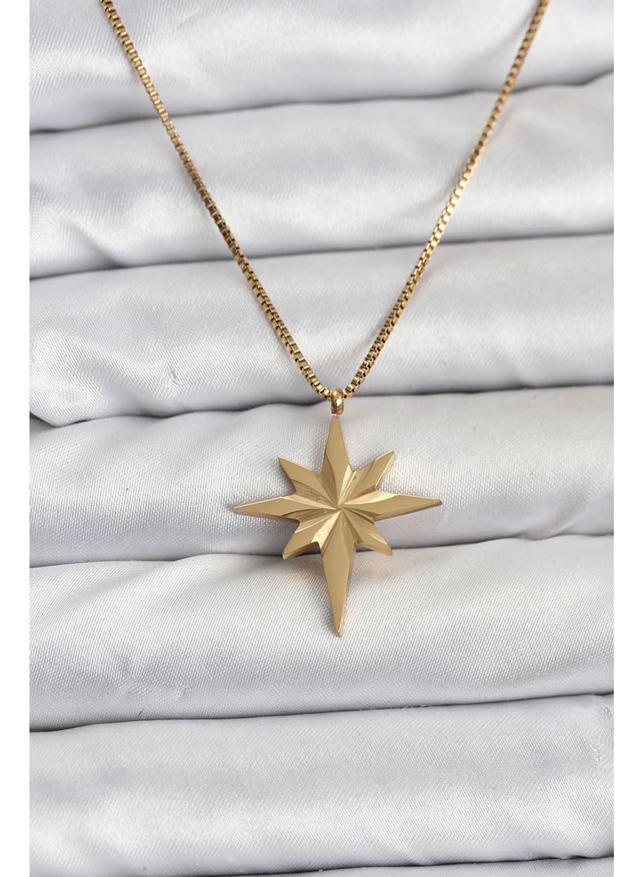 316L Çelik Zincir Gold Renk Kutup Yıldızı Model 60 cm Zincir Kadın Kolye