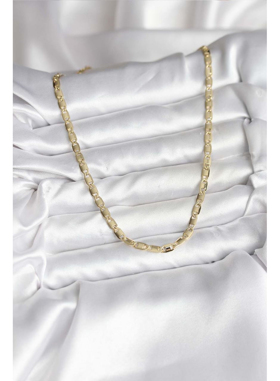 14K Gold Renk Kaplama Plaka Ezme Model Zincirli CM Kadın Kolye