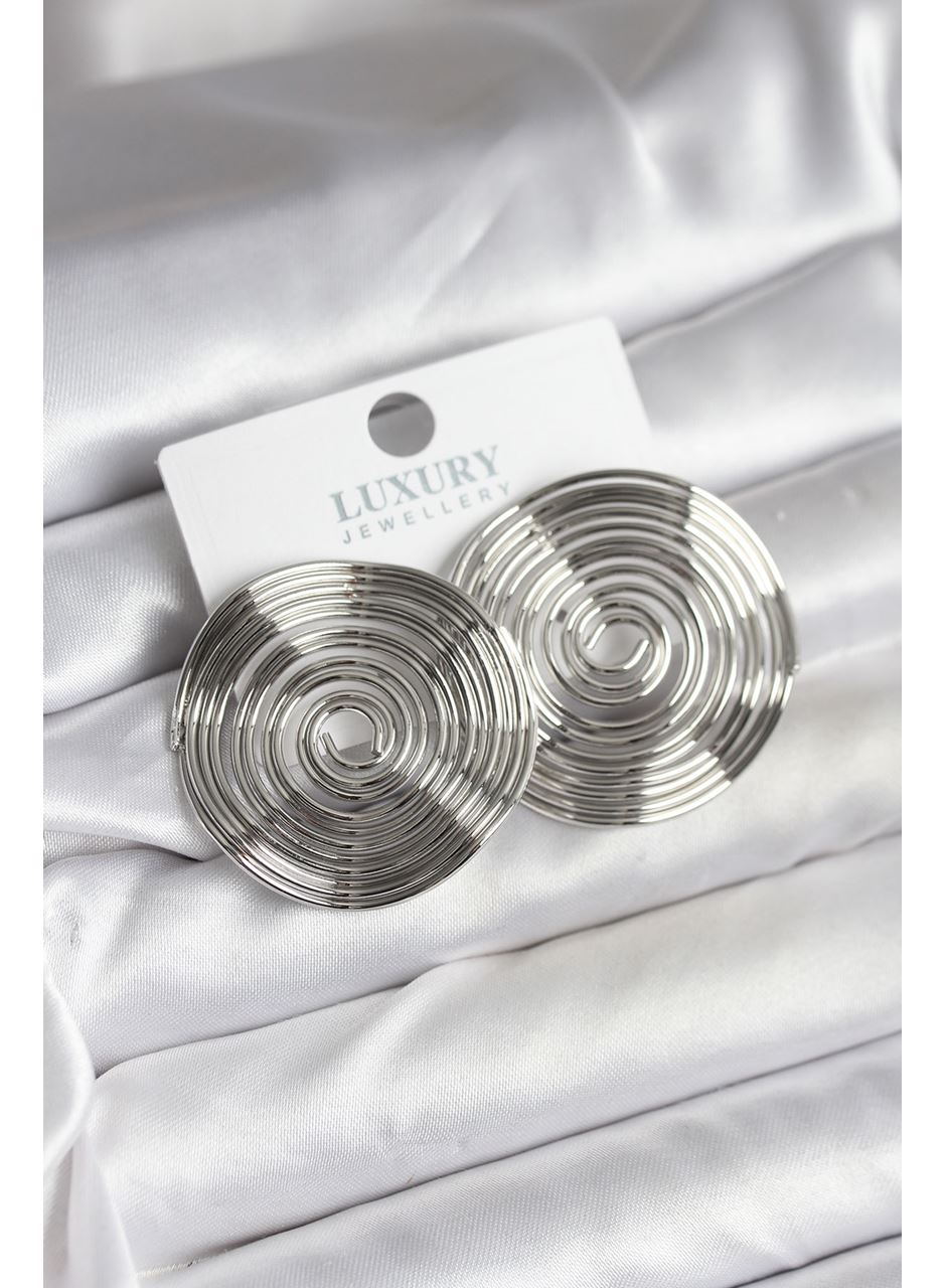 Pirinç Gümüş Renk Circle Model Kadın Küpe