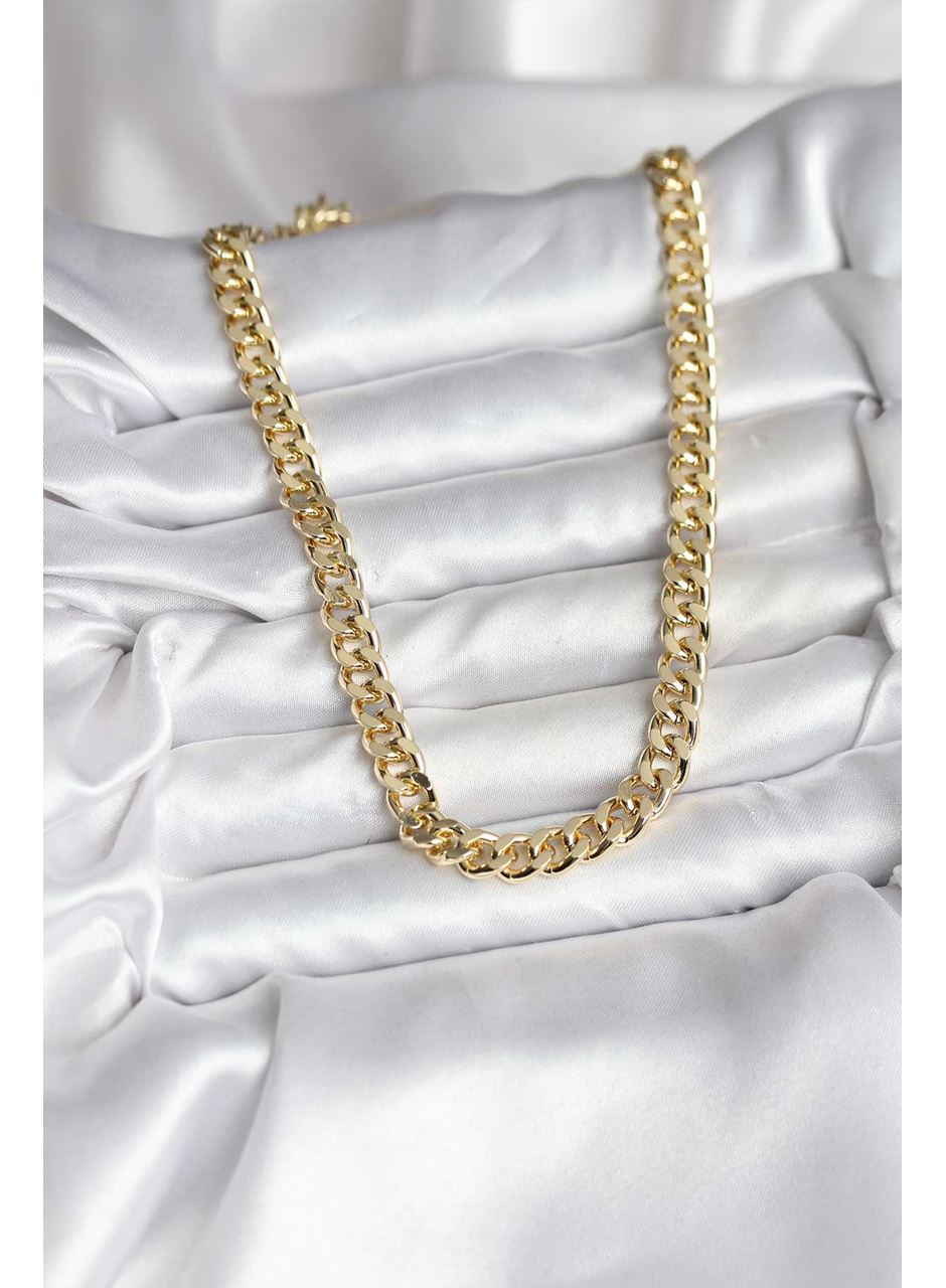 14K Gold Renk Kaplama Kalın Zincir Model CM Kadın Kolye