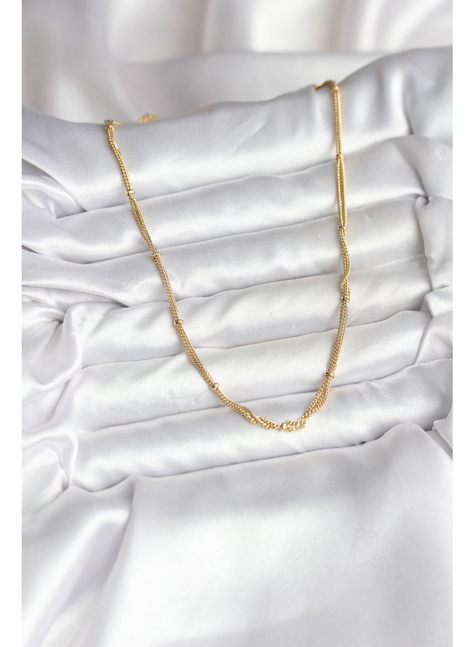 14K Gold Renk Kaplama Topçuk Zincirli Model CM Kadın Kolye