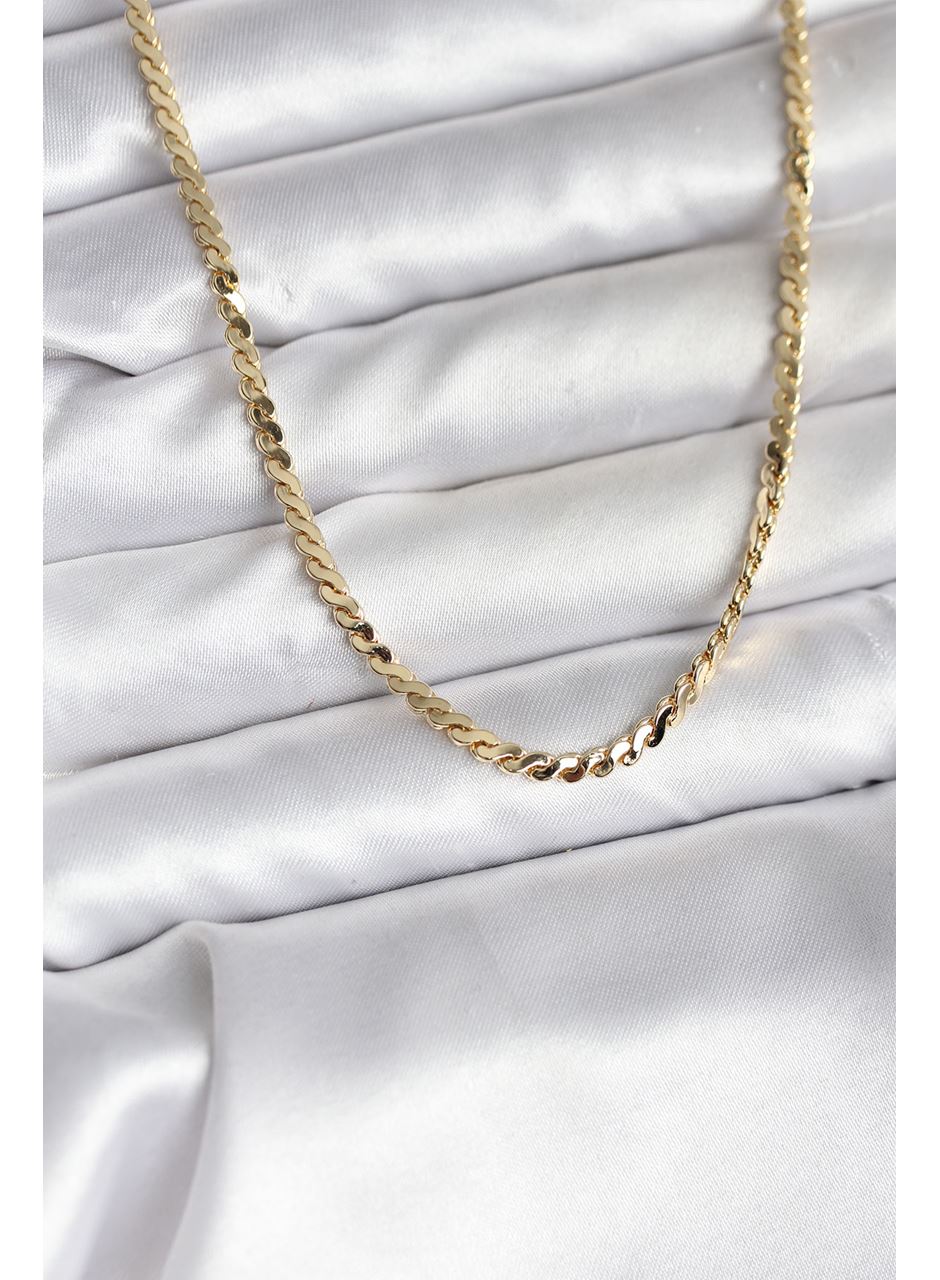 14K Gold Renk Kaplama Ezme Yılan Zincir Model CM Kadın Kolye