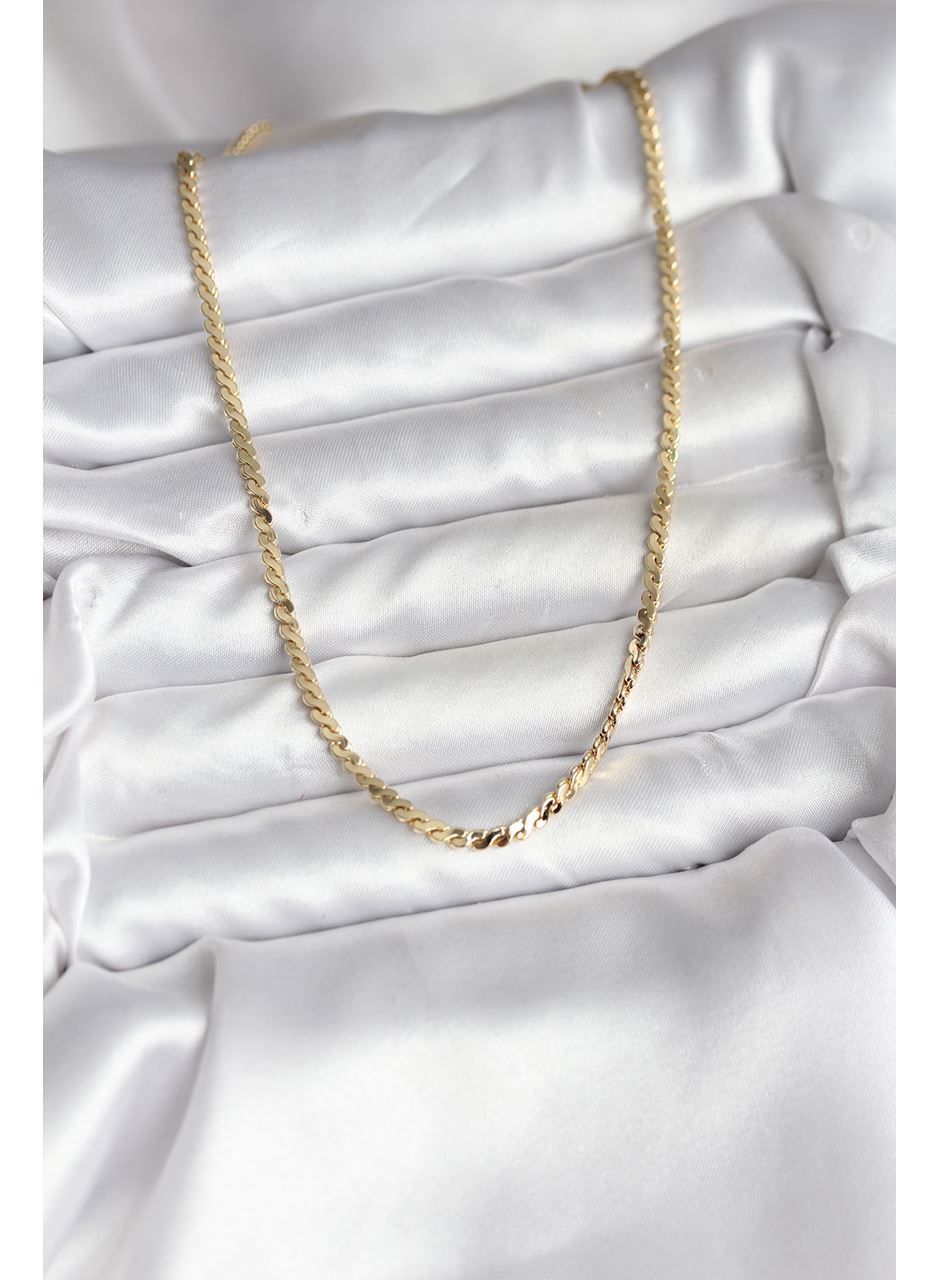 14K Gold Renk Kaplama Ezme Yılan Zincir Model CM Kadın Kolye