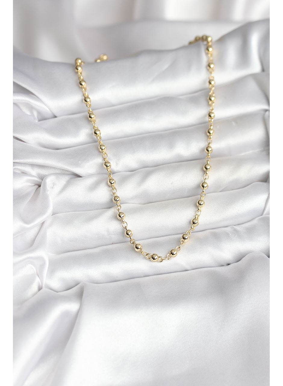 14K Gold Renk Kaplama Topçuklu Zincir Model CM Kadın Kolye