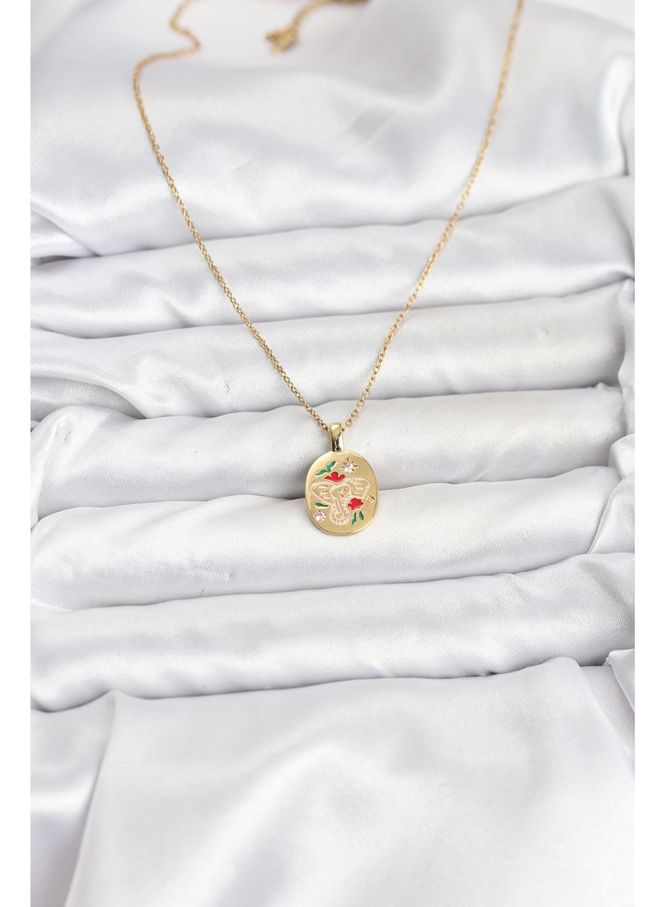 316L Çelik Zincir Gold Renk Fil Figürlü Kadın Kolye