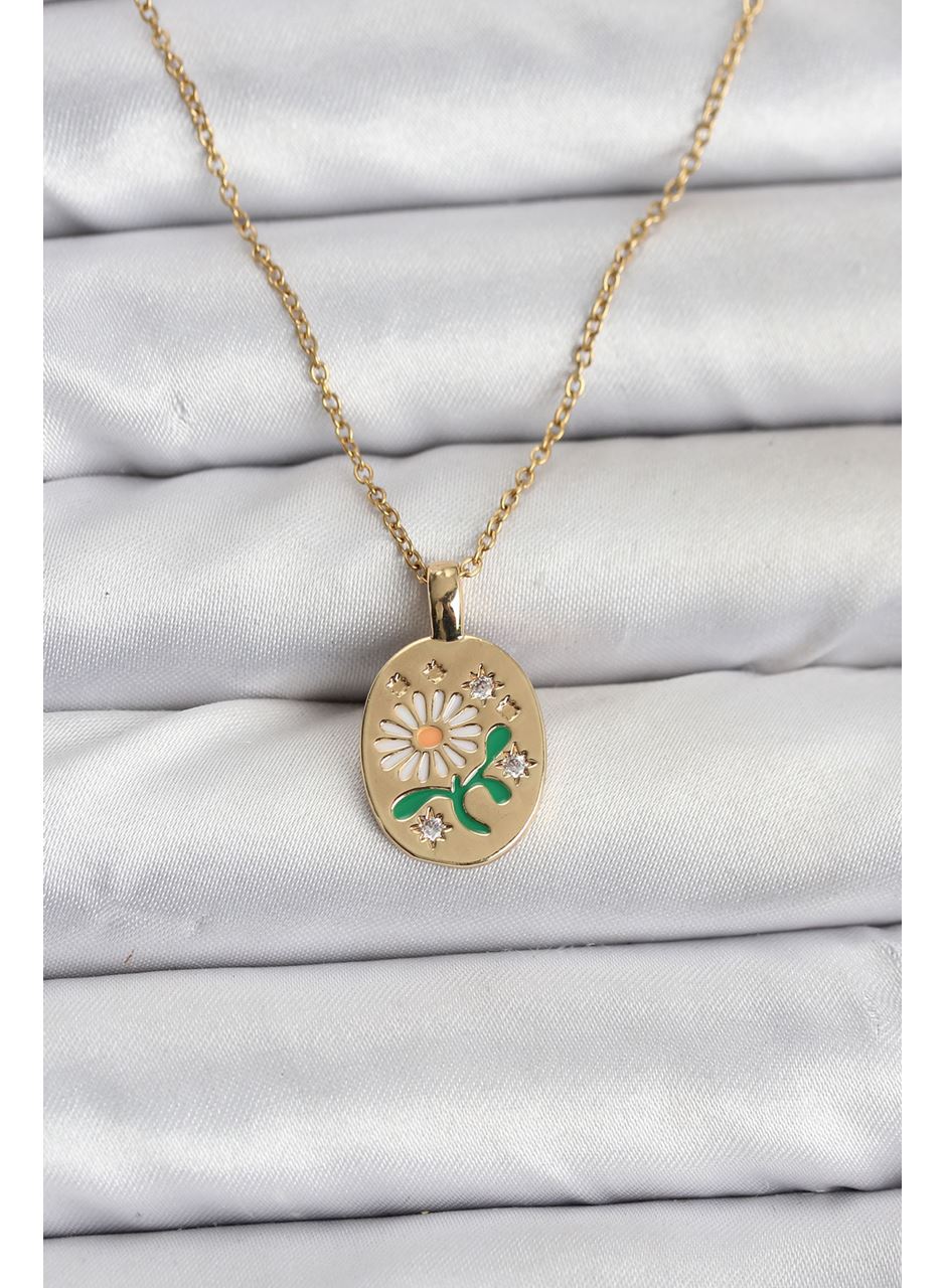 316L Çelik Zincir Papatya Figürlü Kadın Kolye