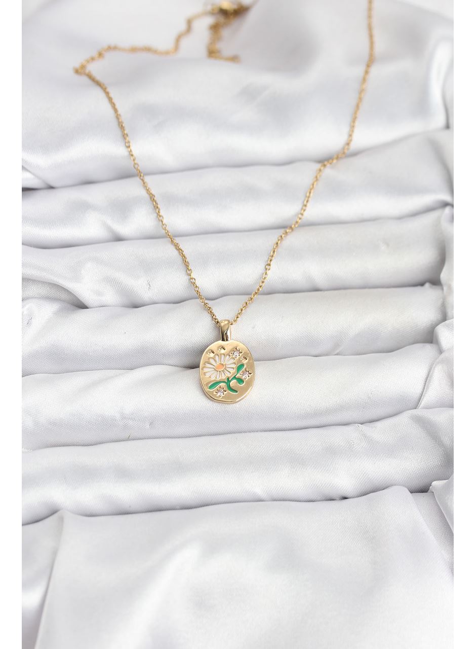 316L Çelik Zincir Papatya Figürlü Kadın Kolye