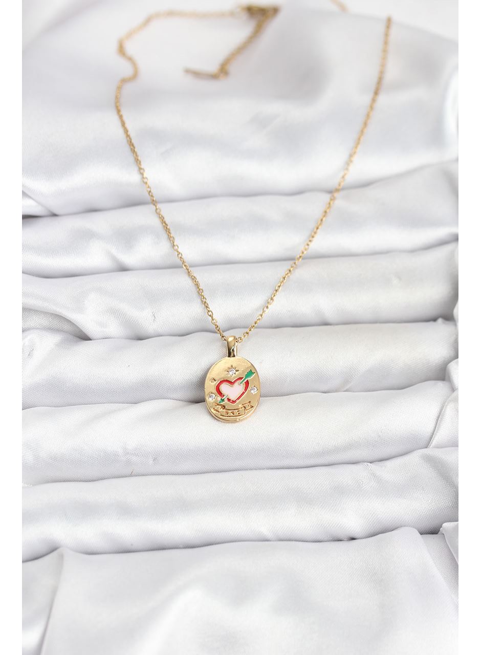 316L Çelik Zincir Gold Renk Kalp Figürlü Kadın Kolye