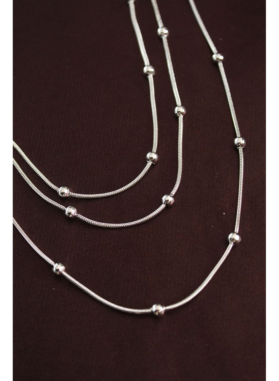 316L Çelik Gümüş Renk Minimal Topçuk Model Çoklu Kolye