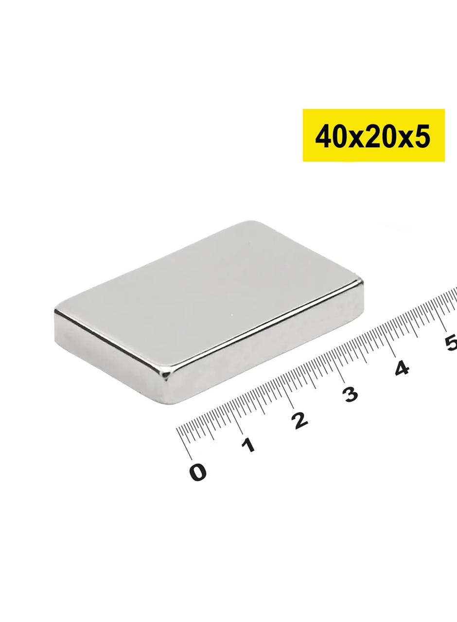 50 adet 40x20x5mm Neodyum Magnet Güçlü N35 Mıknatıs Köşeli Nikel Kaplama (