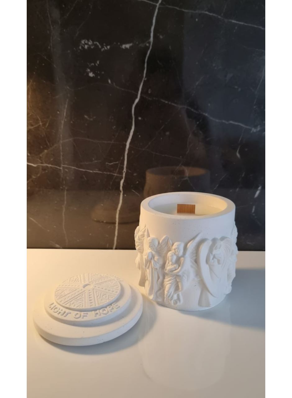 Kahve Esanslı Taş Tozu Kapaklı Mumluk Doğal Soya Wax  Ve Jel Mum