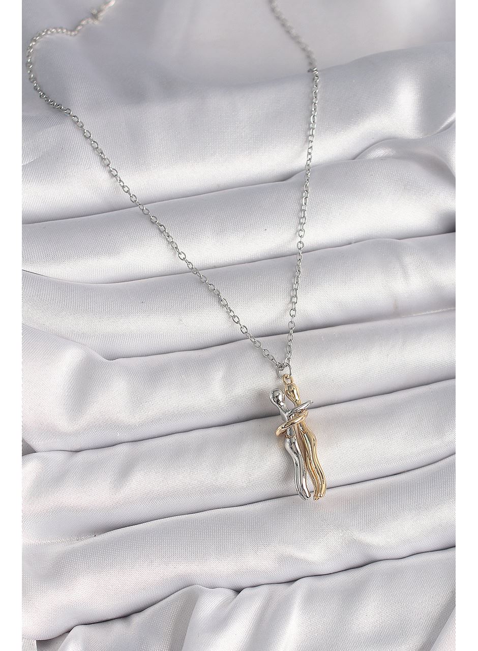 316L Çelik Gümüş Renk Zincir Sarılma Model Kadın Kolye