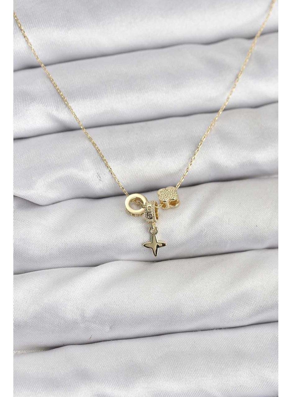 Gold Renk Pirinç Minimal Charmlı Kadın Kolye