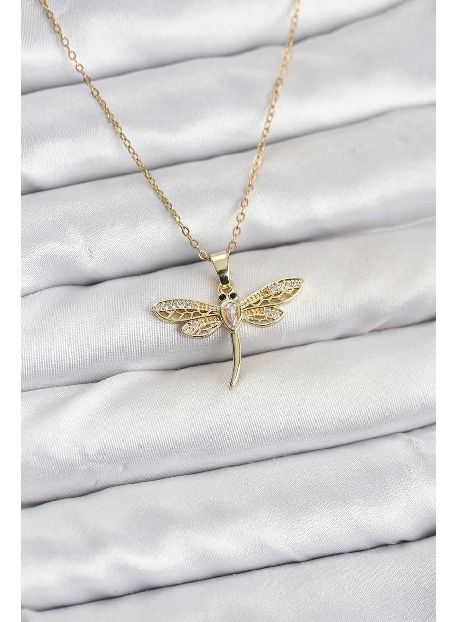 316L Çelik Zincir Gold Renk Yusufçuk Model Kadın Kolye