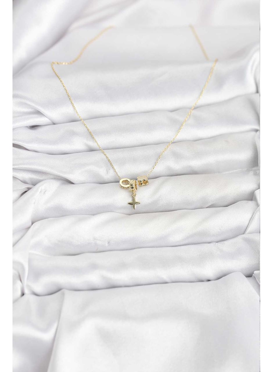 Gold Renk Pirinç Minimal Charmlı Kadın Kolye