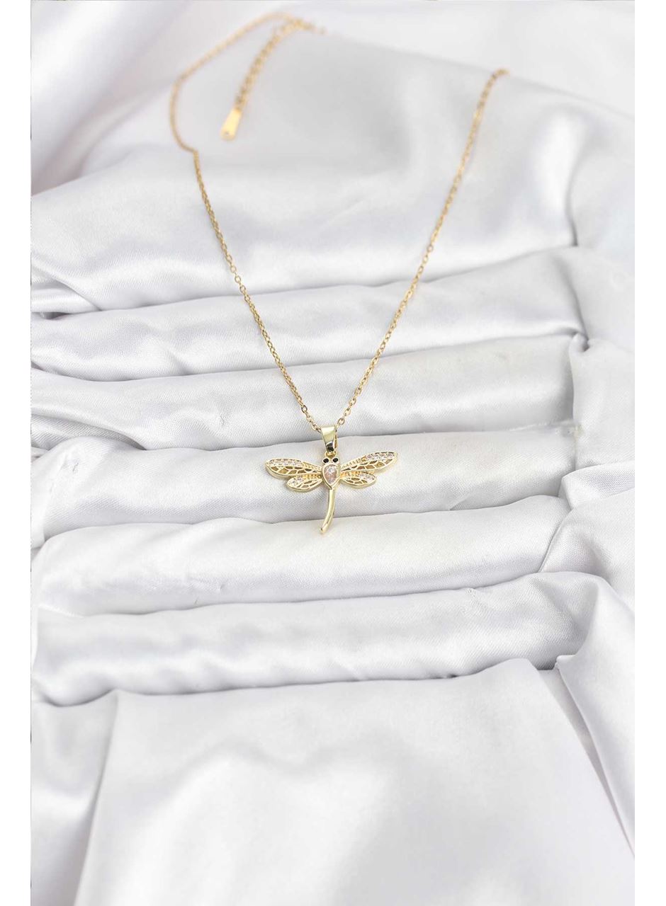 316L Çelik Zincir Gold Renk Yusufçuk Model Kadın Kolye