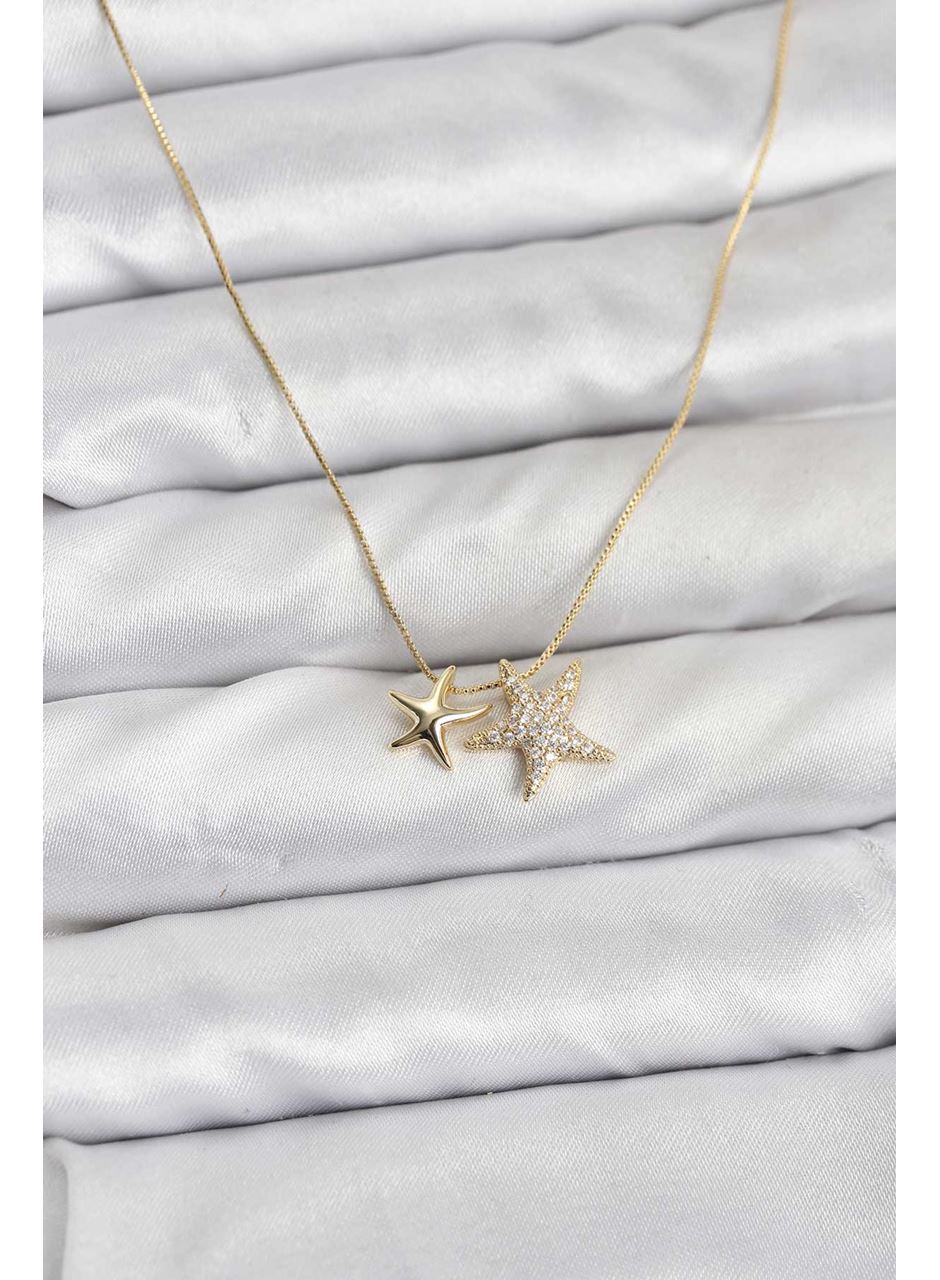 Gold Renk Pirinç Minimal Yıldız Model Kadın Kolye