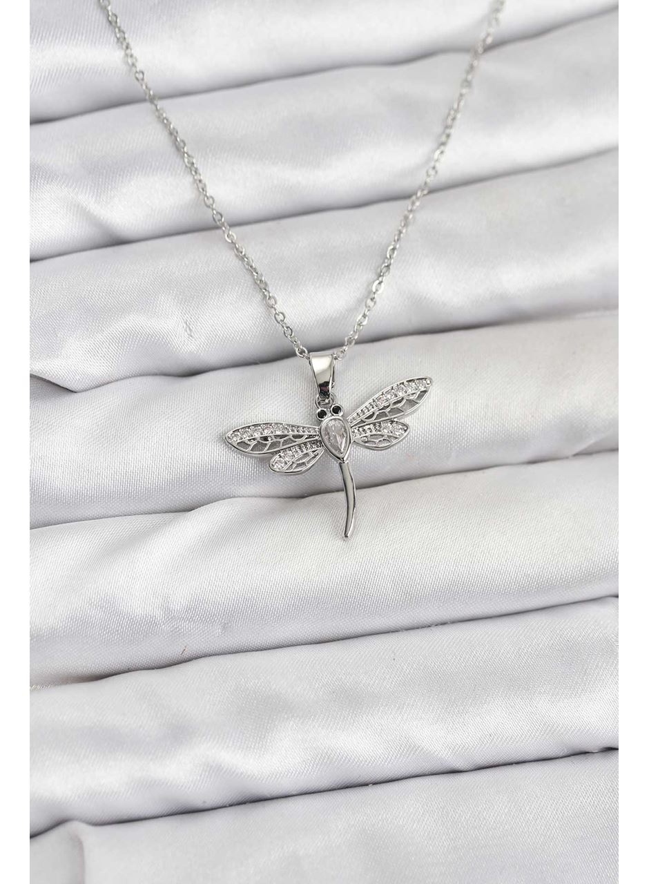 316L Çelik Zincir Gümüş Renk Yusufçuk Model Kadın Kolye