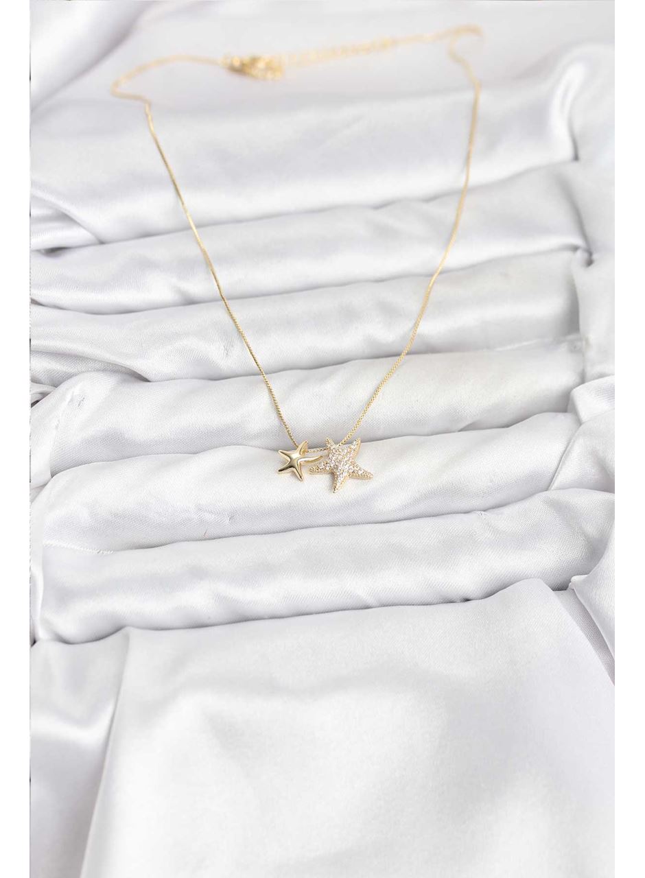Gold Renk Pirinç Minimal Yıldız Model Kadın Kolye